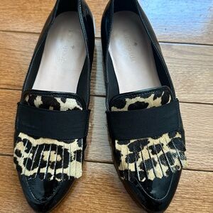 Kate Spade Black and Brown Animal Print Loafers